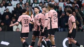 La joie des Parisiens lors d'ASSE-PSG, le 29 mars 2025.
