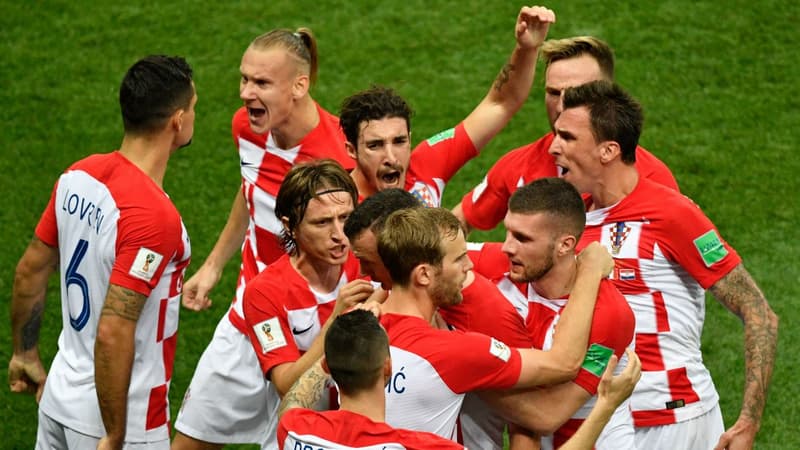 L'équipe de foot croate le 15 juillet 2018 lors du match contre la France.
