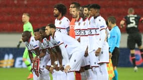 L'OGC Nice lors de la Ligue Europa 2020-2021, à Leverkusen le 22 octobre 2020