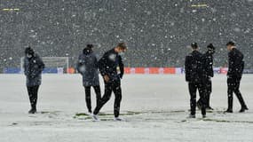 Le terrain de l'Atalanta sous la neige, à Bergame le 8 décembre 2021