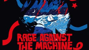 Détail de l'affiche du festival Rock en Seine annonçant la venue de Rage Against The Machine en août 2022