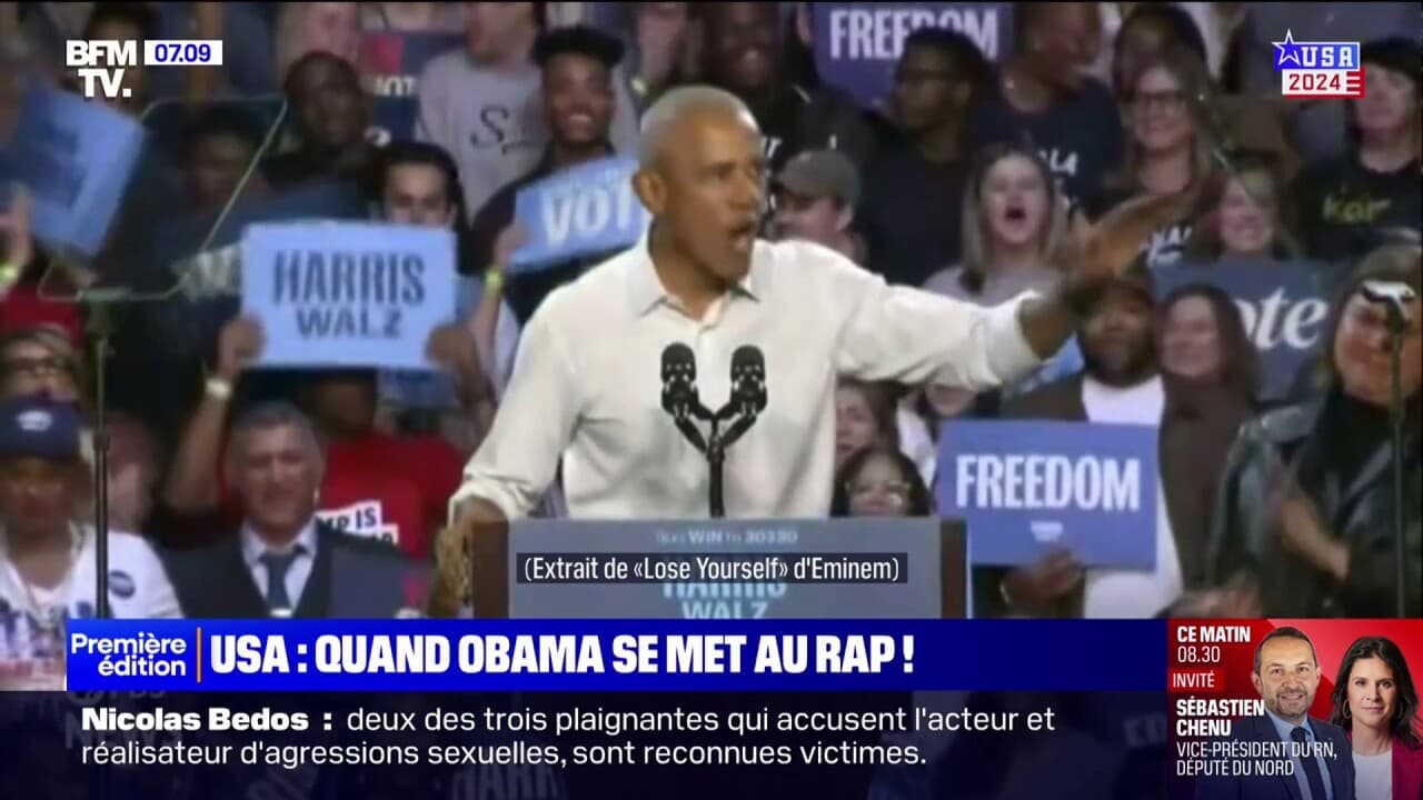 Obama Rapping Em Détroit: Barack Obama rappe sur du Eminem lors d'un meeting en soutien ...