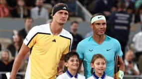 Alexander Zverev et Rafael Nadal à Roland-Garros, le 27 mai 2024.