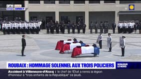 Roubaix: hommage solennel rendu aux trois policiers décédés en présence d'Emmanuel Macron