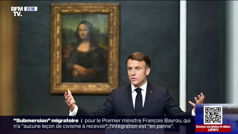 L'IMAGE DU 20H - Emmanuel Macron aux côtés de la Joconde pour lancer le plan de rénovation du musée du Louvre