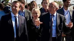 Emmanuel Macro, Caroline et Gérard Collomb le 24 septembre 2016 à Lyon.