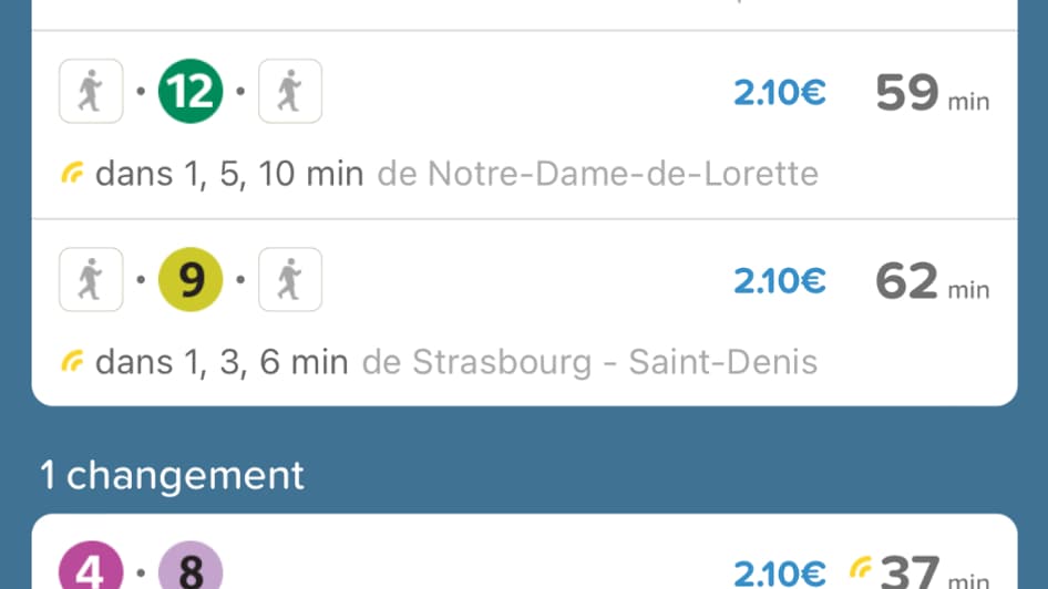 Citymapper permet de choisir l'itinéraire le plus simple, en fonction du nombre de correspondances. Citymapper permet de choisir l'itinéraire le plus simple, en fonction du nombre de correspondances.
