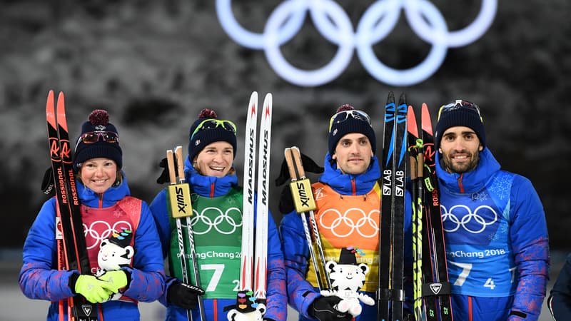 Marie Dorin, Anaïs Bescond, Simon Desthieux et Martin Fourcade