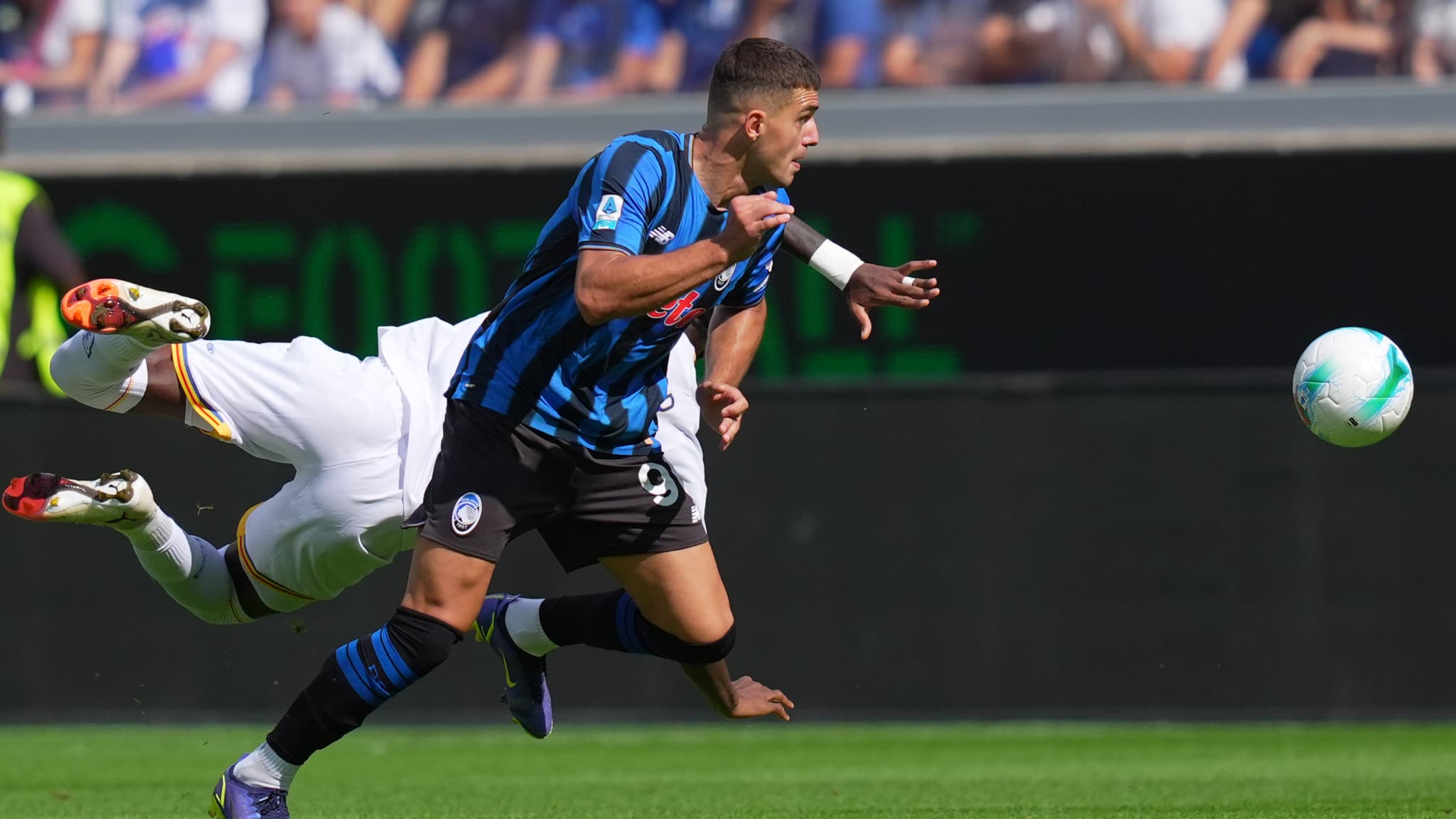 Nikola Krstovic lors de la victoire de l'Atalanta Bergame contre Lecce (3-0, Serie A), le 14 septembre 2025 