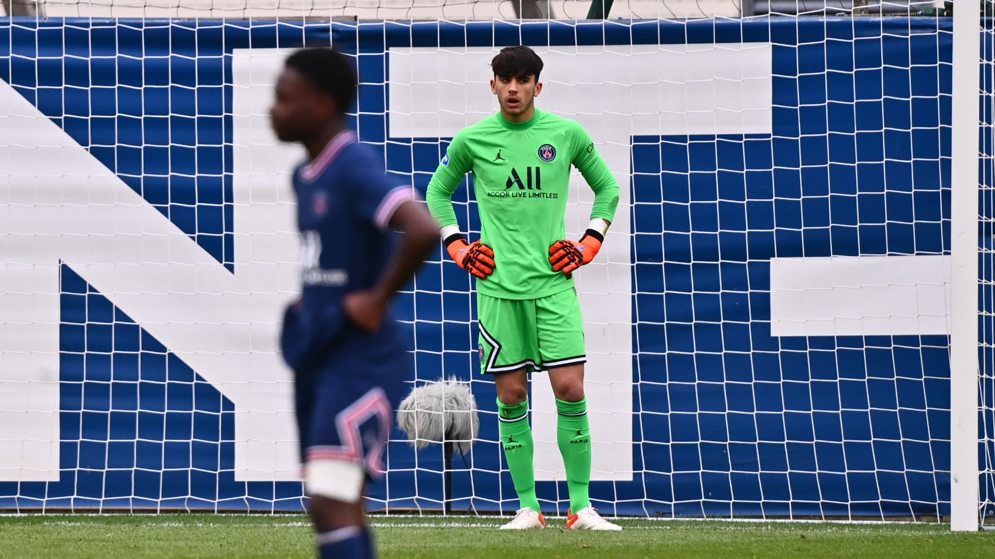 Louis Mouquet lors de PSG-Salzbourg en Youth League, le 16 mars 2022