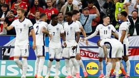 La joie des Anglais lors de leur victoire face à la Serbie (1-0, Euro 2024), le 16 juin 2024