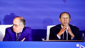 Noël Le Graët et Philippe Diallo le 7 janvier 2023, à l'Assemblée générale de la FFF