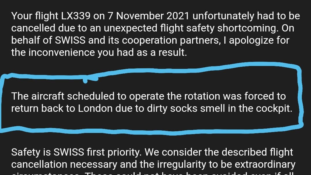 Réponse de Swiss International Airlines à un passager demandant une indemnité pour retard important