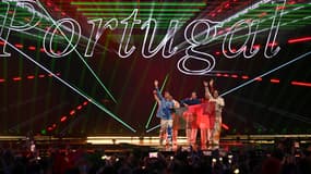 Le groupe Napa représente le Portugal avec la chanson 'Deslocado, à Bâle, le 17 mai 2025.
