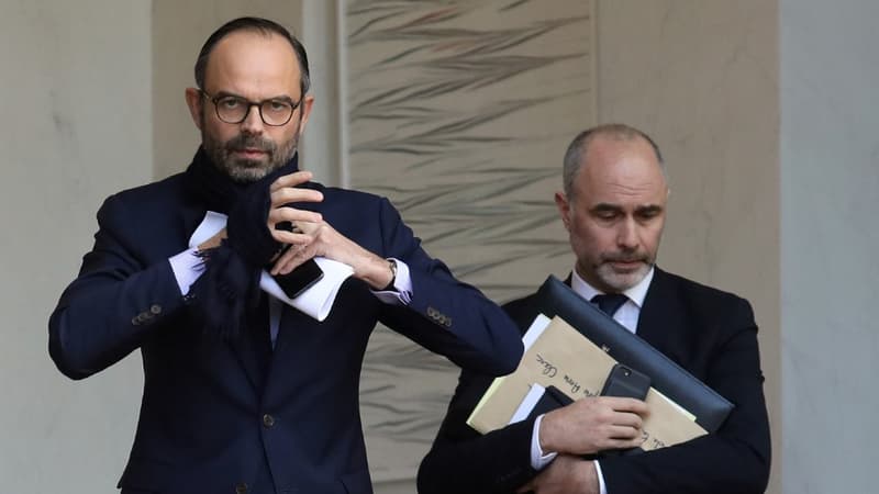 L'ancien Premier ministre Edouard Philippe aux côtés de son ami et ancien conseiller Gilles Boyer à l'Elysée en 2018.