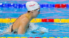 Gretchen Walsh lors de la troisième journée des Mondiaux de natation (petit bassin) à Budapest, le 12 décembre 2024.