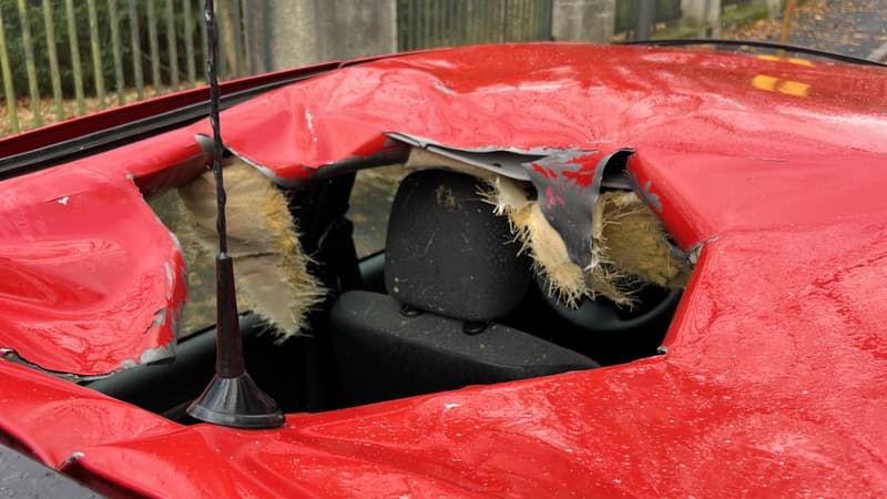 La voiture endommagée à Strasbourg (Bas-Rhin) ce lundi 20 novembre 2023.