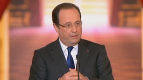 Le président François Hollande lors de sa première conférence de presse-bilan, en novembre 2012.