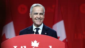 Mark Carvey lors de son élection à la tête du parti libéral canadien, le 9 mars 2025