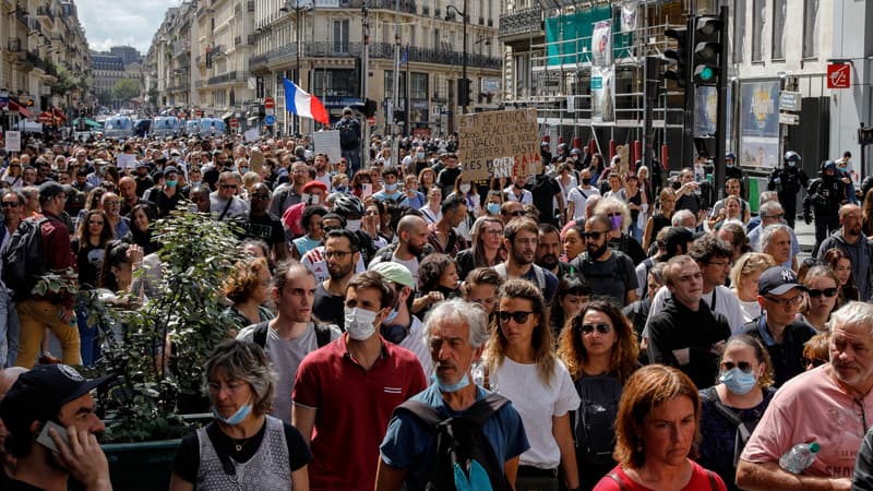 Une des manifestations contre le pass sanitaire à Paris le 31 juillet 2021