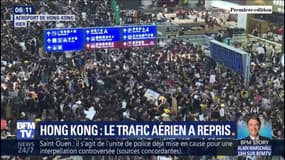 Hong-Kong: le trafic aérien a repris à l'aéroport après avoir été paralysé par un sit-in géant des manifestants pro-démocratie