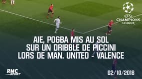 Aie, Pogba mis au sol sur un dribble de Piccini lors de Manchester United - Valence