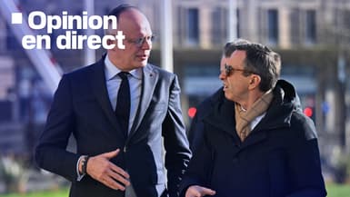 Édouard Philippe et Bruno Retailleau, ici photographiés le 13 janvier 2025 au Havre (Seine-Maritime).