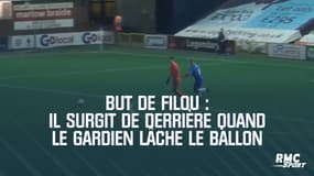But de filou : Il surgit de derrière quand le gardien lâche le ballon et marque