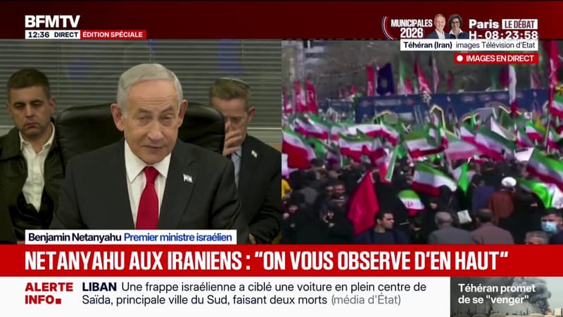 Guerre au Moyen-Orient: "Nous vous observons d'en haut", lance Benjamin Netanyahu aux Iraniens