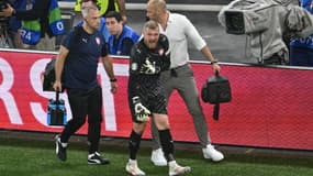 Jindrich Stanek s'est blessé à l'épaule lors du match République tchèque-Turquie, le 26/06/2024 à l'Euro