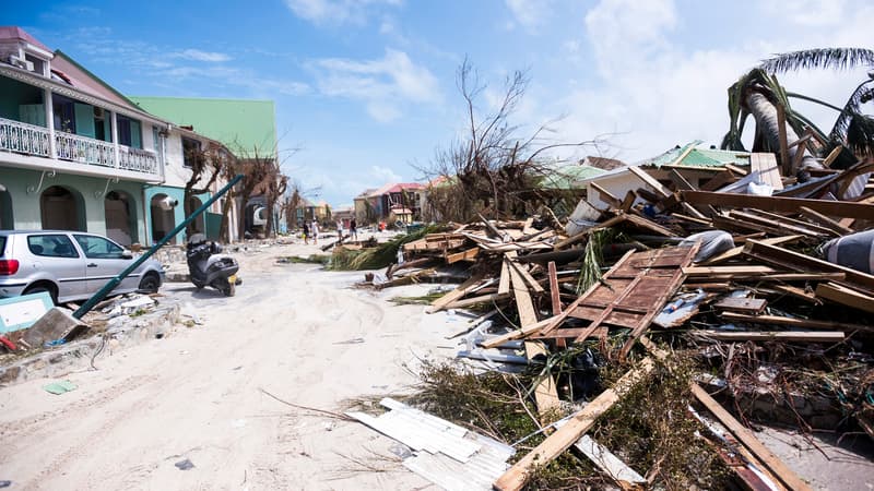 L'île de Saint-Martin, dévastée après le passage d'Irma, le 7 septembre 2017. 