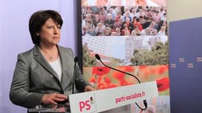 Martine Aubry, premier secrétaire du Parti socialiste, s'est félicitée dimanche soir de la victoire du PS aux élections cantonales mais a estimé qu'il fallait l'accueillir avec "beaucoup d'humilité" au vu de la forte abstention. /Photo prise le 27 mars 20