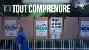 Affiches pour le non au référendum dans les rues de Nouméa le 10 décembre 2021