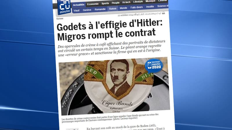 Des dosettes de crème à l'effigie d'Hitler suscitent la polémique en Suisse.