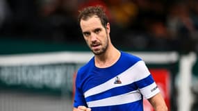 Le Français Richard Gasquet lors d'un match contre le Bulgare Grigor Dimitrov le 2 novembre 2021 au Masters 1000 de Paris