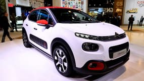 La nouvelle Citroën C3 photographiée lors de la deuxième journée de presse du Mondial de l'Automobile de Paris le 30 septembre 2016