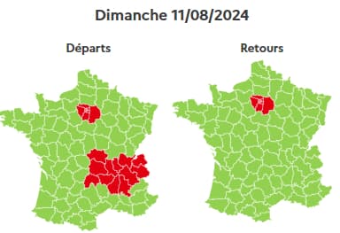 Journée plus calme dimanche, avec des difficultés qui se concentreront sur l'Ile-de-France et l'Auvergne-Rhône-Alpes.