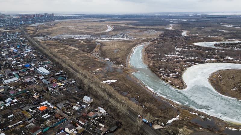 Une vue de la ville de Petropavl, au nord du Kazakhstan, confronté à d'importantes inondations, le 10 avril 2024.