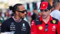 Lewis Hamilton et Charles Leclerc, à Djeddah le 16 mars 2023