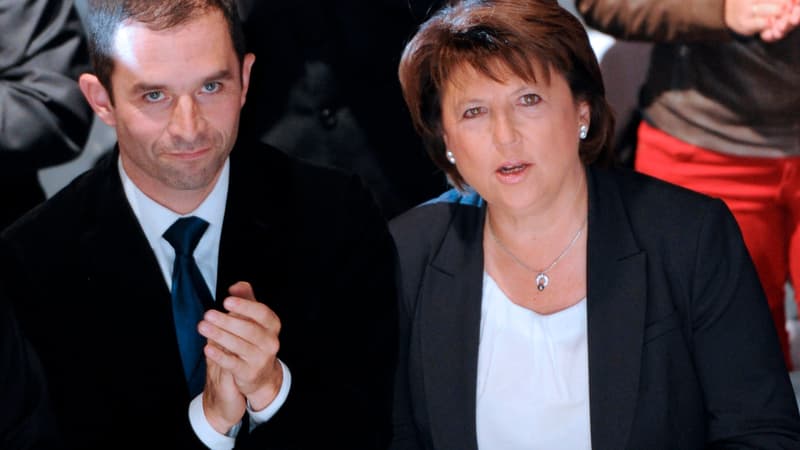 Benoît Hamon et Martine Aubry à Lille, le 13 octobre 2011.