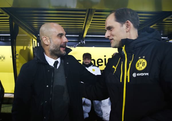 Pep Guardiola et Thomas Tuchel, à Dortmund le 5 mars 2016