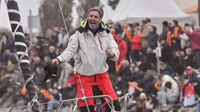 Le skipper belge Denis Van Weynbergh au départ du Vendée Globe le 10 novembre 2024