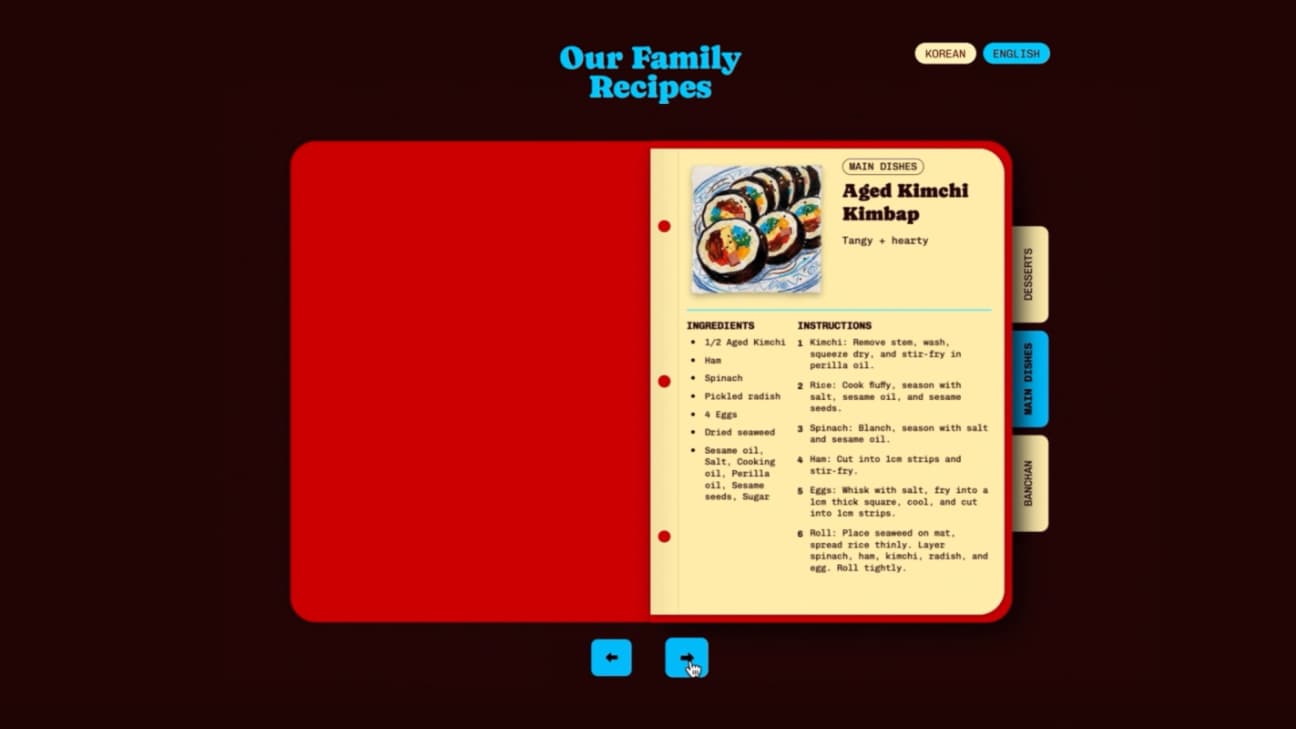 Une recette écrite en coréen sur un bout de papier peut devenir un site web interactif et dynamique mis en forme