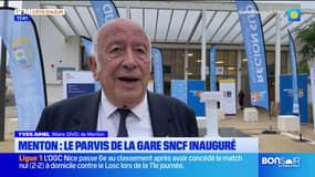 Menton: le nouveau parvis de la gare dévoilé en présence du maire Yves Juhel