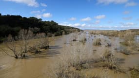 Le Gardon en crue après de fortes pluies, le 10 mars 2024 à Russan, dans le Gard