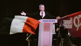 Le leader de La France insoumise, Jean-Luc Mélechon, lors d'un meeting à Toulouse le 22 janvier 2026