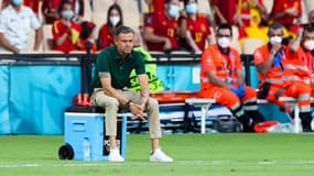 Luis Enrique lors du match Espagne-Pologne à l'Euro