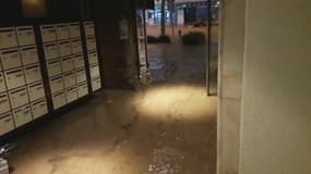  Un habitant de Mandelieu-la-Napoule a filmé la cage d'escalier de son immeuble, transformée en torrent d'eau, puis les dégâts au lendemain des intempéries 