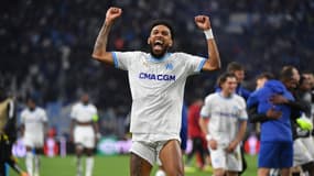 Pierre-Emerick Aubameyang après la qualification de l'OM face au Benfica, le 18 avril 2024.