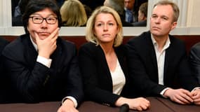 Jean-Vincent Placé, Barbara Pompili, et François de Rugy, samedi, à l'Assemblée nationale.
